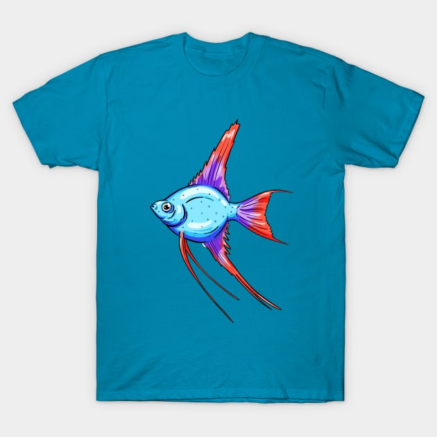 Tropical Fish Cartoon Illustration Goldfish Design T-Shirt by Squeeb Creative